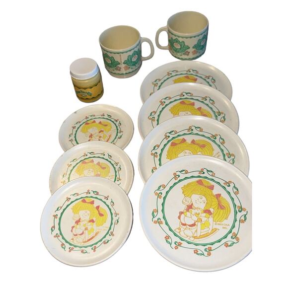 1983 11 Pc CBK Cabbage Patch Kids Plates Saucers Cus Chicken Soup Kitchen Set - Picture 1 of 6